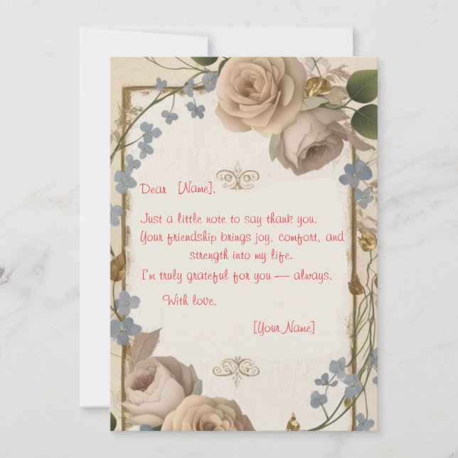 sample message of gratitude  invitation (Front)