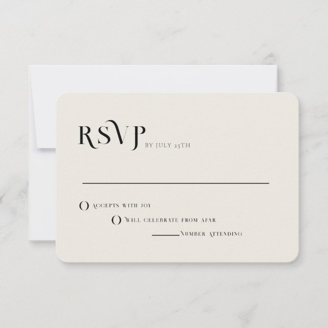 Sample Minimalist Wedding RSVP Invitation (Front)