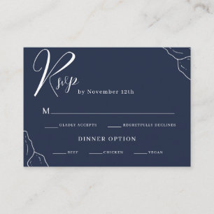 Sample Navy Blue Line Art Wedding RSVP Enclosure Card