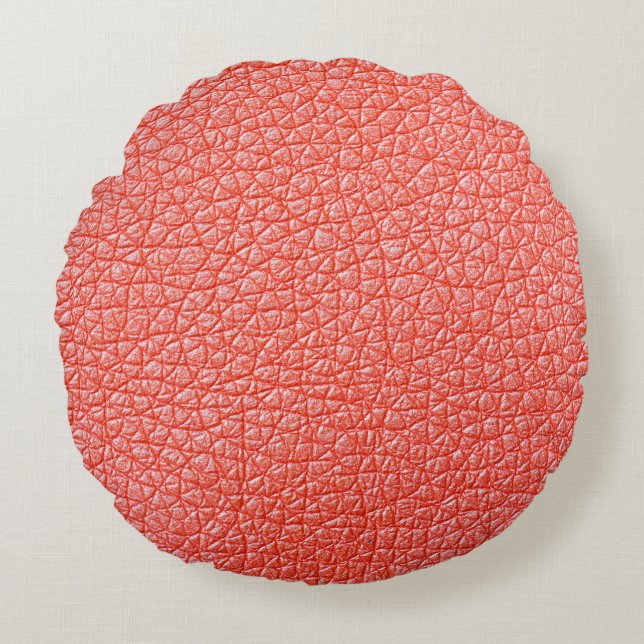 Sample of orange leather upholstery textureabstrac round cushion (Front)