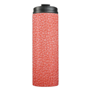 Sample of orange leather upholstery textureabstrac thermal tumbler