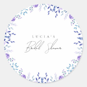 Sample Purple Floral Garden Bridal Shower Classic Round Sticker