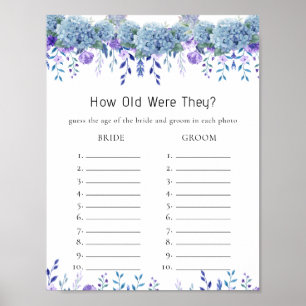 Sample Purple Floral Garden Bridal Shower Game Poster