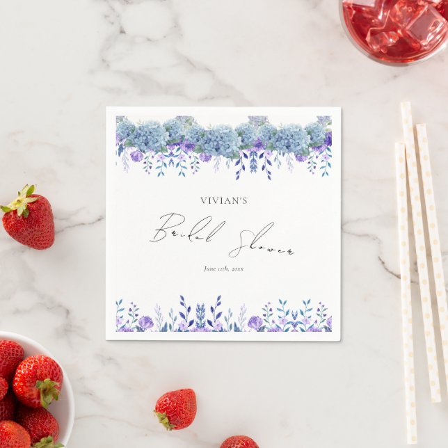Sample Purple Floral Garden Bridal Shower  Napkin (Insitu)