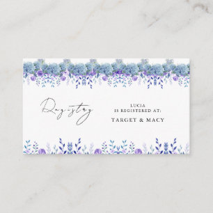Sample Purple Floral Garden Bridal Shower Registry Enclosure Card