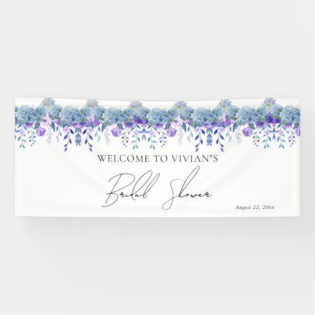 Sample Purple Floral Garden Bridal Shower Welcome Banner (Horizontal)