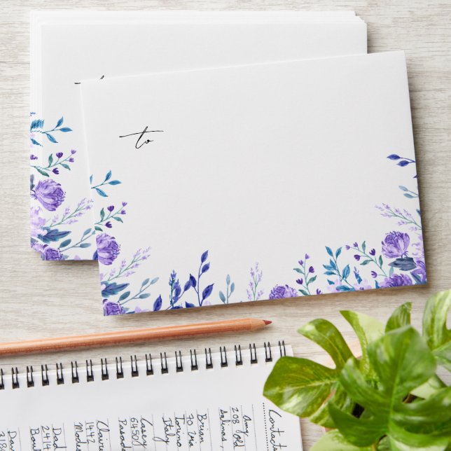 Sample Purple Floral Garden Envelope (Stacked)