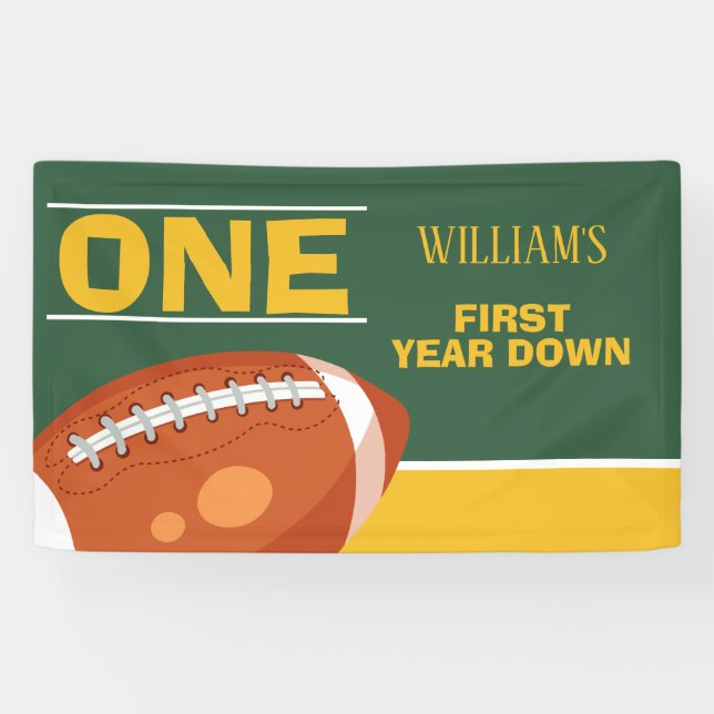 Sample Retro Football First Year Down 1st Birthday Banner (Horizontal)