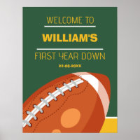 Sample Retro Football First Year Down 1st Birthday