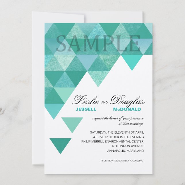 SAMPLE traditional laid Geometric Triangles Invitation (Front)