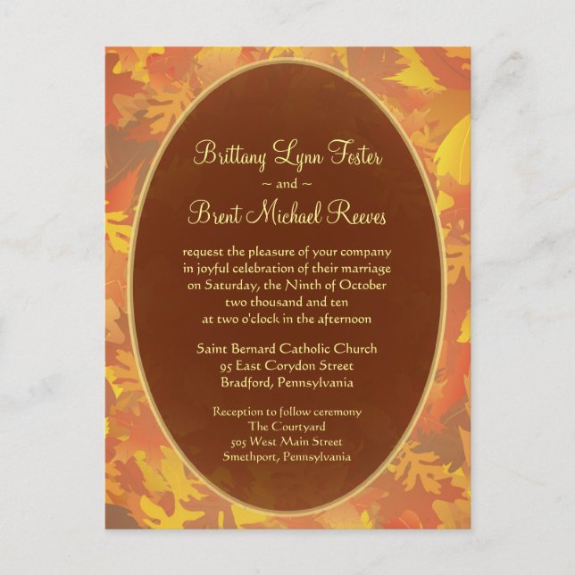 Sample Wedding Invitation - Autumn Mist Round (Front)