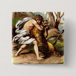 Samson And The Lion 15 Cm Square Badge