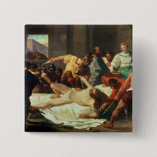 Samson betrayed by Delilah (oil on canvas) 15 Cm Square Badge