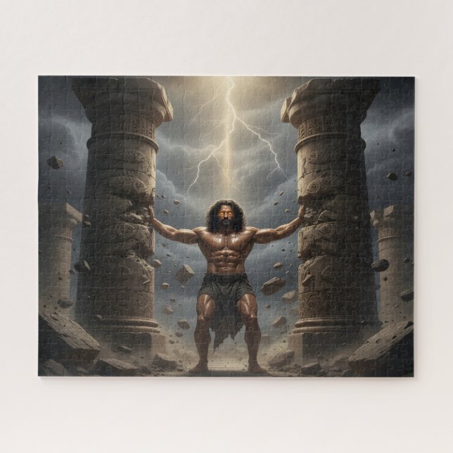 Samson Breaking the Philistine Pillars Puzzle  (Horizontal)