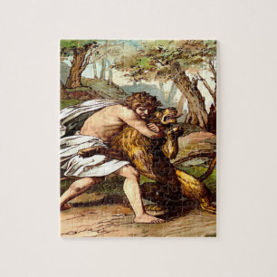 samson killing a small lion Puzzle Design