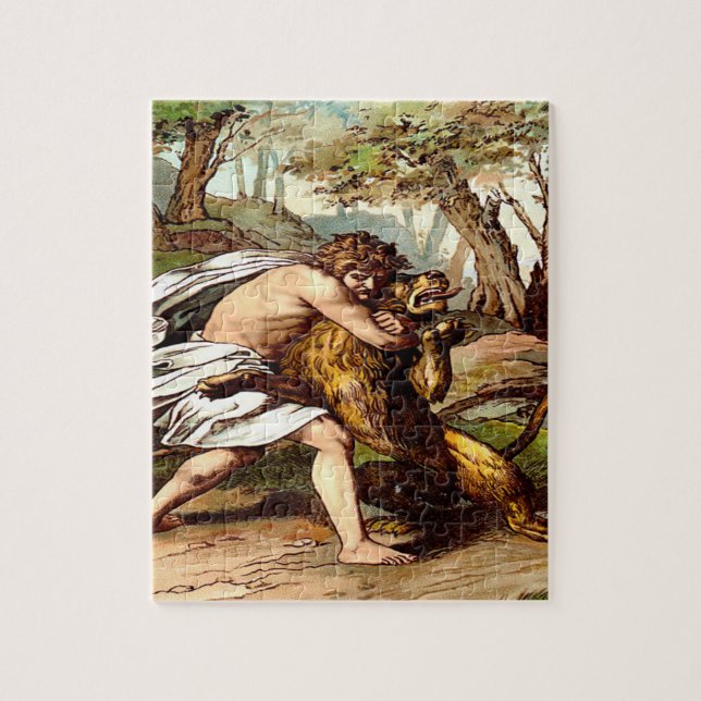 samson killing a small lion Puzzle Design (Vertical)