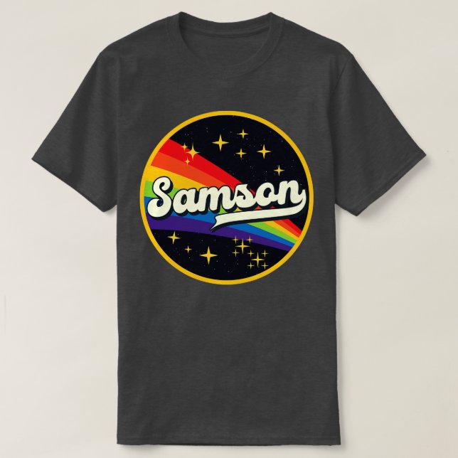 Samson Rainbow In Space Vintage Style T-Shirt (Design Front)