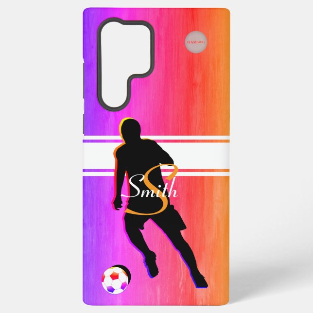 Samsung Cell Phone Case Soccer Graphic w Name (Back)