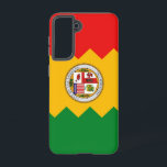 Samsung Galaxy S21 Case Flag of Los Angeles<br><div class="desc">Transform your Samsung Galaxy S21 into a symbol of Los Angeles pride with our exclusive cover featuring the flag of Los Angeles! Crafted with precision and attention to detail, this phone cover celebrates the vibrant spirit and cultural heritage of Los Angeles, California. The design prominently features the flag of Los...</div>