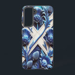 Samsung Galaxy S21 Case Scottish Thistles Design<br><div class="desc">Showcase your love for Scotland with our Samsung Galaxy S21 case featuring a captivating design of Scottish thistles, artistically imitating the flag of Scotland! This stylish phone case blends aesthetics with practicality, offering superior protection while celebrating Scotland’s rich cultural heritage. The blue and white hues of the Scottish flag are...</div>