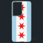 Samsung Galaxy S21 Plus Case Flag of Chicago<br><div class="desc">Transform your Samsung Galaxy S21 Plus into a symbol of Chicago pride with our exclusive phone cover featuring the city's flag! Crafted with precision, this cover proudly displays the iconic elements of the Chicago flag. The design features four red stars representing historical events: Fort Dearborn, the Great Chicago Fire, the...</div>