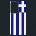 Samsung Galaxy S21 Ultra Case with Greece flag<br><div class="desc">Transform your Samsung Galaxy S21 Ultra into a celebration of Greek heritage with our exclusive cover featuring the flag of Greece! Crafted with meticulous attention to detail, this cover proudly showcases the iconic design of the Greek flag. The flag features nine horizontal stripes of blue and white, with a white...</div>