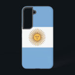 Samsung Galaxy S22 Case Flag of Argentina<br><div class="desc">Transform your Samsung Galaxy S22 into a symbol of Argentine pride with our exclusive cover featuring the flag of Argentina! Crafted with meticulous attention to detail, this cover proudly showcases the iconic design of the Argentine flag. The flag features three horizontal stripes of light blue and white, with a golden...</div>
