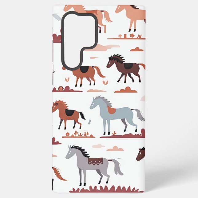 Samsung phone case with abstract horse images. (Back)