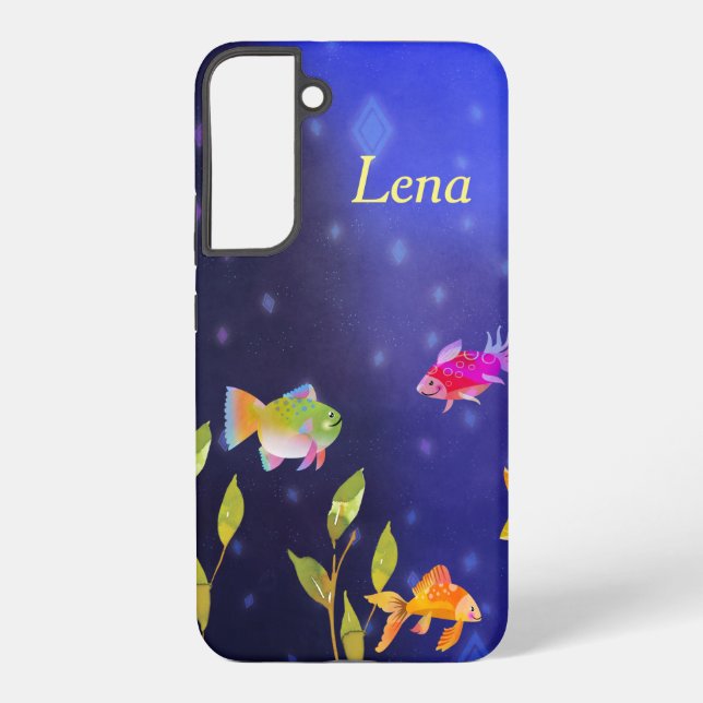 Samsung S22* Case Deep Blue with Fish (Back)