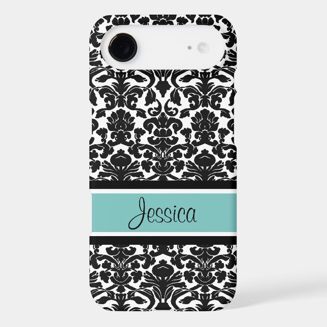Samsung Teal Damask Custom Name Case-Mate Samsung Galaxy Case (Back)