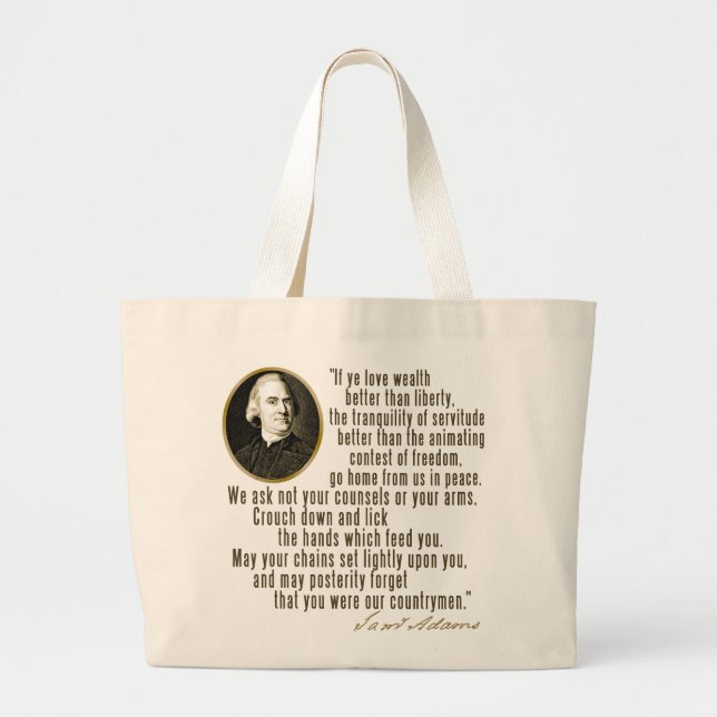 Samuel Adams Quote Large Tote Bag (Front)
