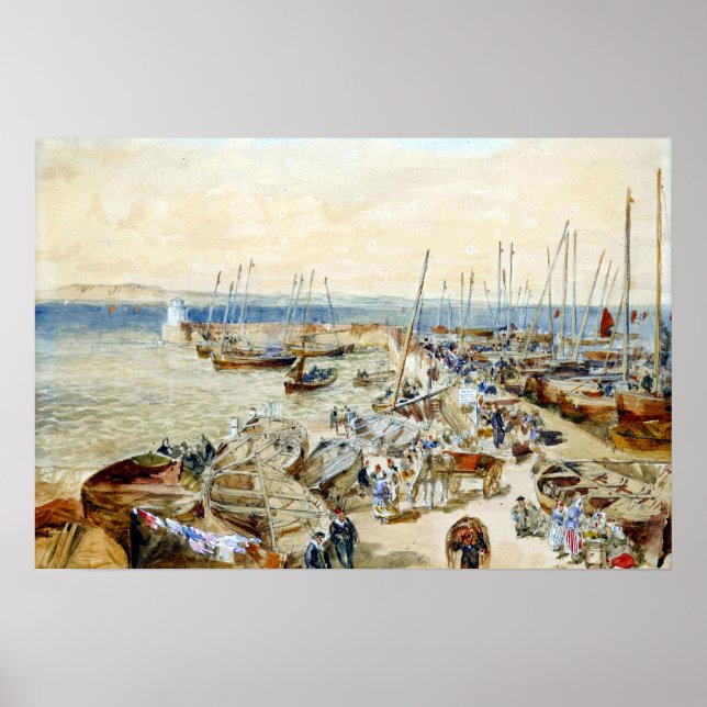 Samuel Bough Newhaven Harbour on Firth of Forth Poster (Front)