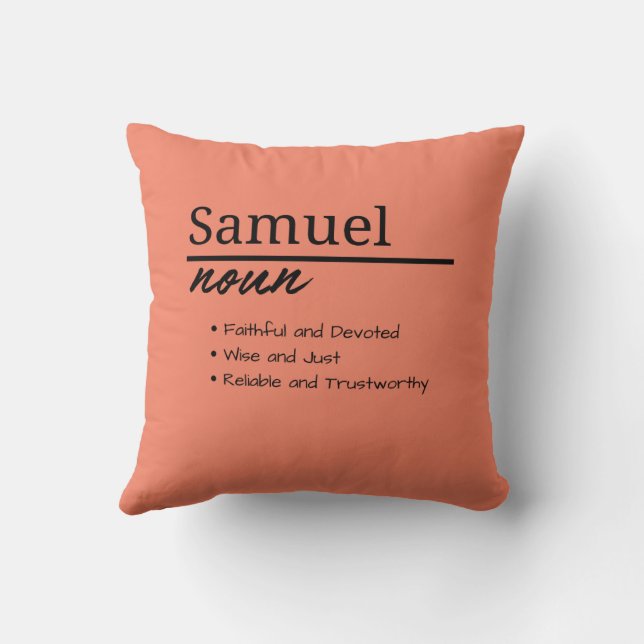 Samuel, Boy Personalised Name Definition Cushion (Back)