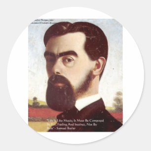 Samuel Butler "Life/Music" Wisdom Quote Gifts Classic Round Sticker