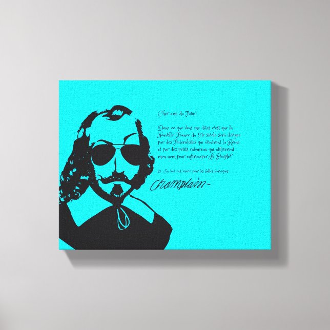 Samuel Champlain Hipster texte du future+lunettes Canvas Print (Front)