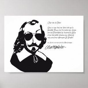 Samuel Champlain Hipster texte du future+lunettes Poster