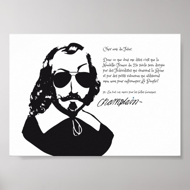 Samuel Champlain Hipster texte du future+lunettes Poster (Front)