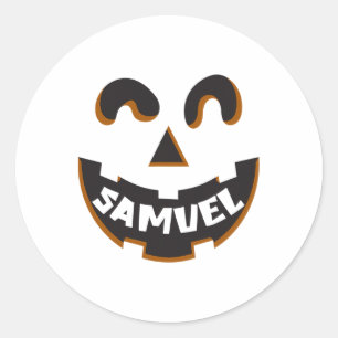 Samuel Jack O' Lantern Pumpkin Kids Custom Hallowe Classic Round Sticker