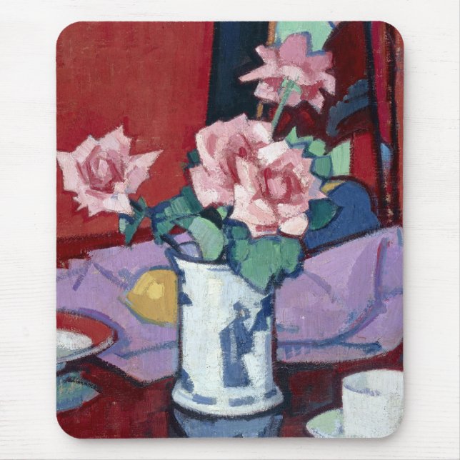 Samuel John Peploe Pink Roses, Chinese Vase Mouse Mat (Front)