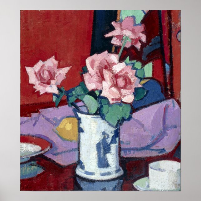 Samuel John Peploe Pink Roses, Chinese Vase Poster (Front)