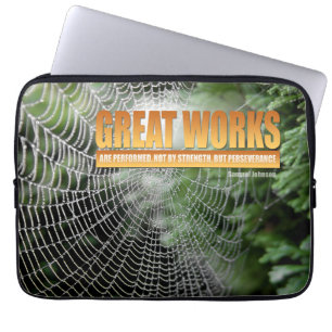 Samuel Johnson Inspirational Quote "Great works" Laptop Sleeve