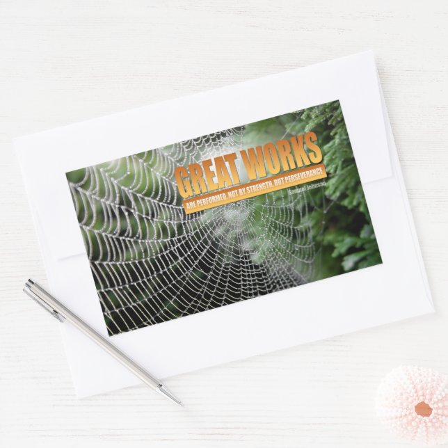 Samuel Johnson Inspirational Quote "Great works" Rectangular Sticker (Envelope)