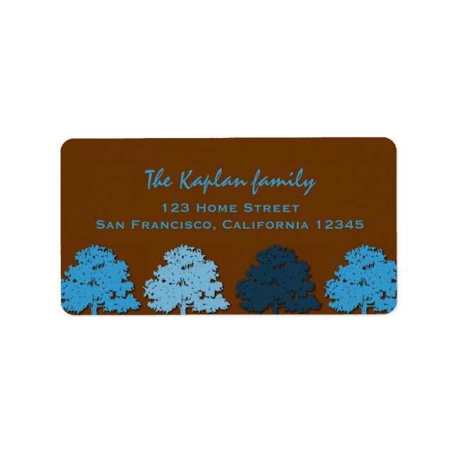 Samuel Lucas Wedding Bar Mitzvah Blue Trees Label (Front)