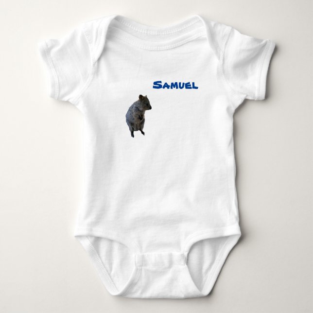 Samuel name With Aussie Quokka, Baby Bodysuit (Front)