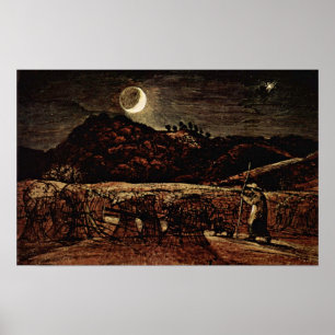 Samuel Palmer - cornfield in the moonlight Poster
