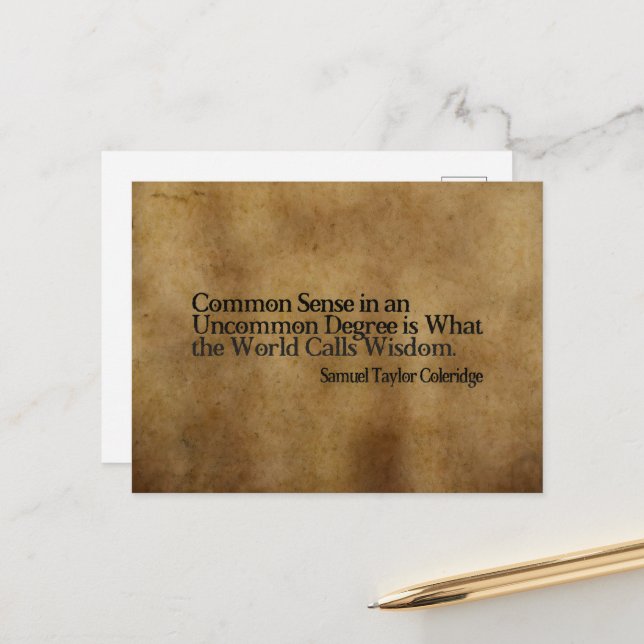 Samuel T. Coleridge Inspirational Quote "Wisdom" Postcard (Front/Back In Situ)