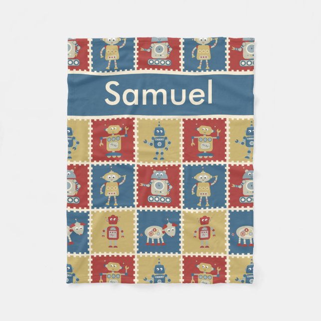 Samuel's Personalised Robot Blanket (Front)