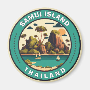 Samui Island Thailand Travel Art Badge Magnet