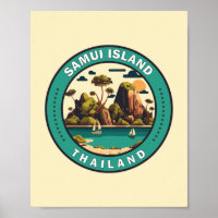 Samui Island Thailand Travel Art Badge
