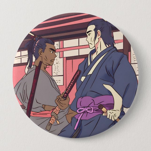 samurai 10 cm round badge (Front)